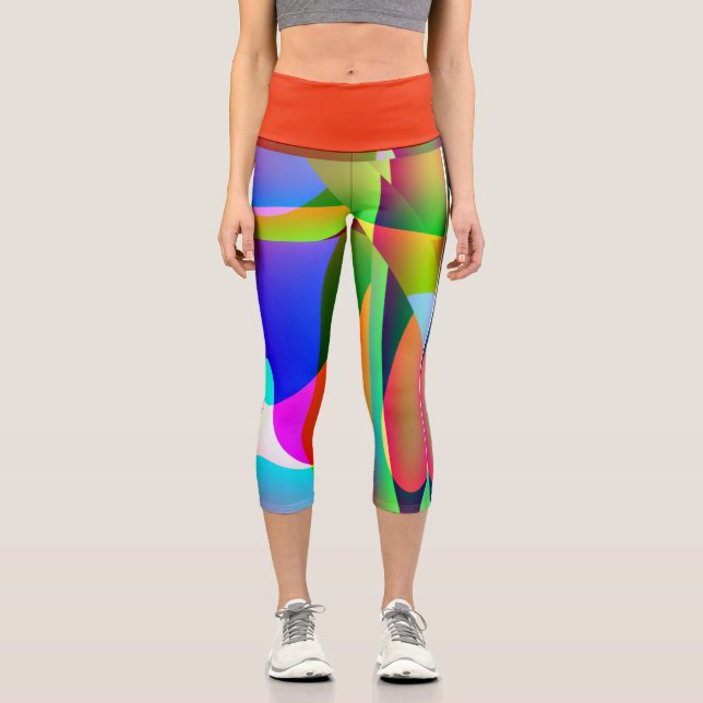 Leggings Capri Abstrait Multicolore Design Moderne (Anverso)
