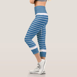 Leggings Capri Aca y franjas blancas con alto contenido de capris