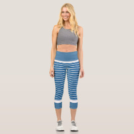 Leggings Capri Aca y franjas blancas con alto contenido de capris
