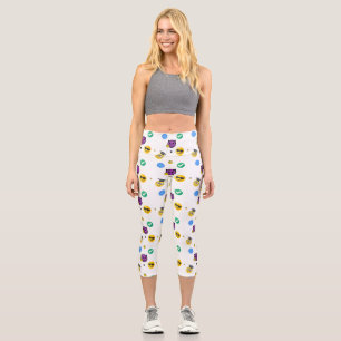 Leggings Capri Académico, horror, fantasmas lindas emojis sobre b