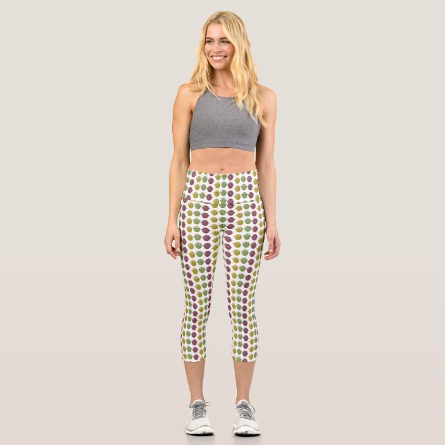 Leggings Capri Aceitunas alegres y lindas cantando personalizado (Anverso)