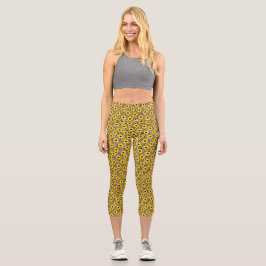 Leggings Capri Acento de impresión de leopardo de cheta salvaje