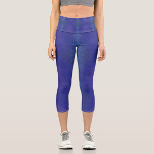 Leggings Capri Aceptación   Medallones Blue Indigo Violet Boho