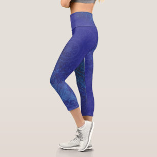 Leggings Capri Aceptación   Medallones Blue Indigo Violet Boho