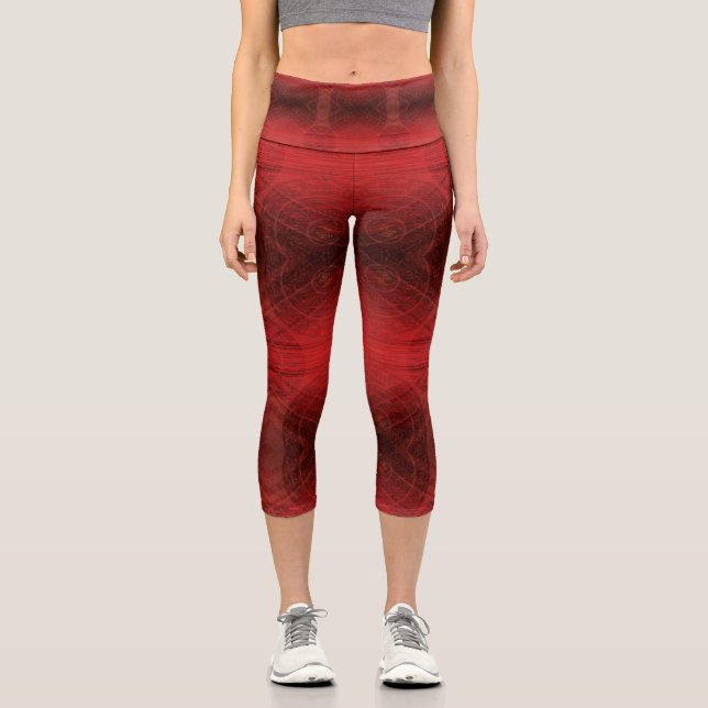 Leggings Capri Aceptación | Medallones de Meditación Roja (Anverso)