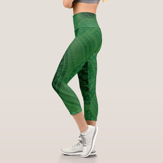 Leggings Capri Aceptación | Medallones de Meditación Verde (Izquierda)