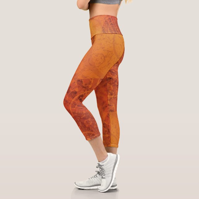 Leggings Capri Aceptación | Medallones del Boho amarillo Naranja  (Izquierda)