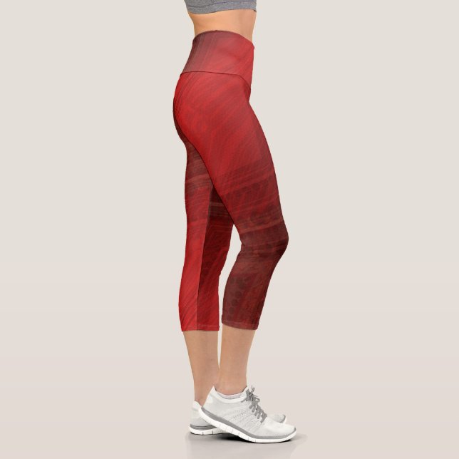 Leggings Capri Aceptación | Patrón de Boho Ecléctico Rojo (Derecha)