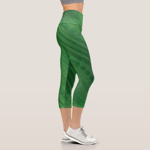 Leggings Capri Aceptación   Patrón de boho ecléctico verde