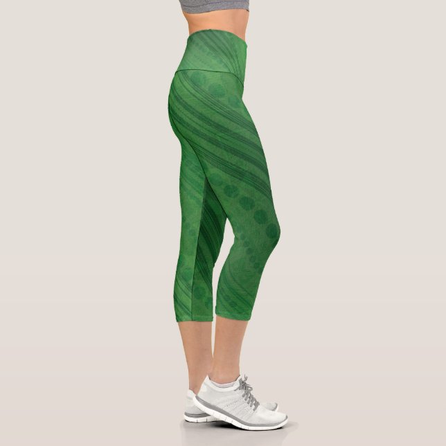 Leggings Capri Aceptación | Patrón de boho ecléctico verde (Derecha)