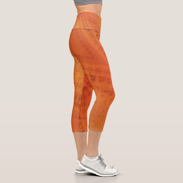 Leggings Capri Aceptación | Patrón de Shibori Amarillo Naranja Ro (Derecha)