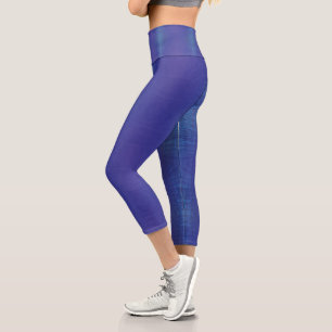 Leggings Capri Aceptación   Patrón Shibori Violeta Azul Índigo