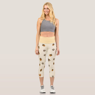 Leggings Capri Acorns & Pinecones Woodland Animal
