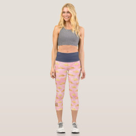 Leggings Capri Acuarela Oro Rosa Galaxia Celestial