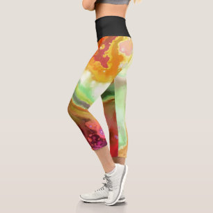 Leggings Capri Acuarela Y Negro Zazzle_Growshop.