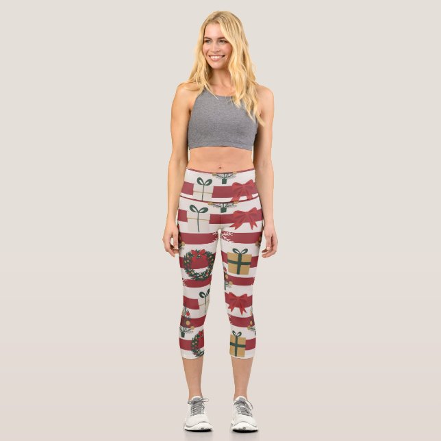 Leggings Capri AD 004 - patrón digital de Navidad (Anverso)