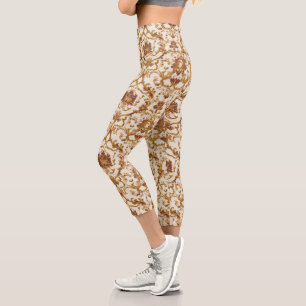 Leggings Capri Adorno de oro barroco lujoso sobre marfil