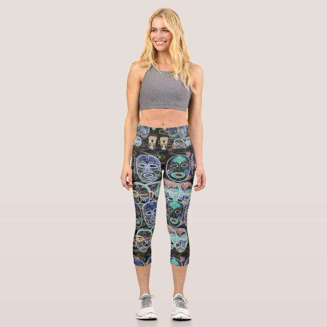 Leggings Capri African Masks V1 (Anverso)