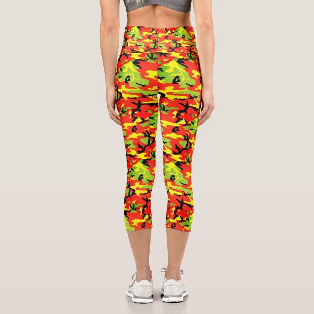 Leggings Capri African Proud - Yoga Rasta Camouflage (Reverso )