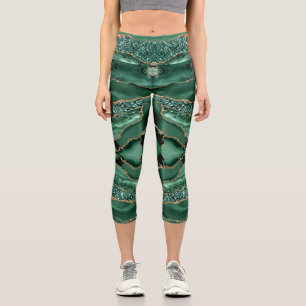 Leggings Capri Agate Green Gold Purpurina Leyendas Purpurinas Esm
