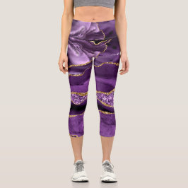 Leggings Capri Agple Violet Gold Purpurina Geode Su Nombre