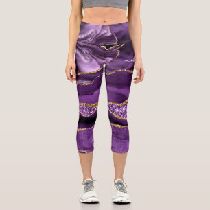 Leggings Capri Agple Violet Gold Purpurina Geode Su Nombre