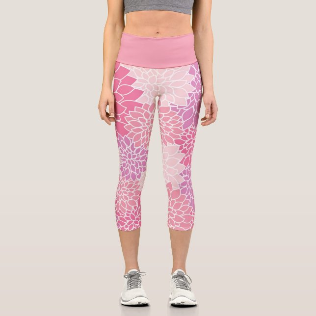 Leggings Capri Agradable Dahlia Pink Morple Botánico Floral (Anverso)