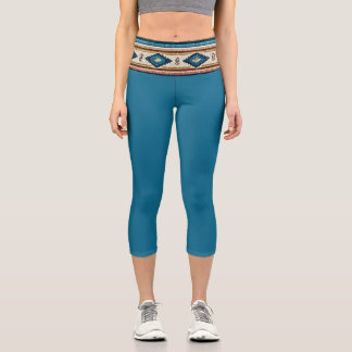 Leggings Capri "AGUA BAND / TEAL" Capris de Cintura Alta 