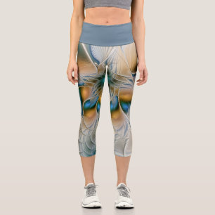 Leggings Capri Alarmante, Abstracta Fantasía Fractal Art Con Azul