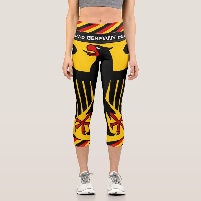 Leggings Capri Alemania y Alemania Bandera moda, fitness, deporte (Anverso)