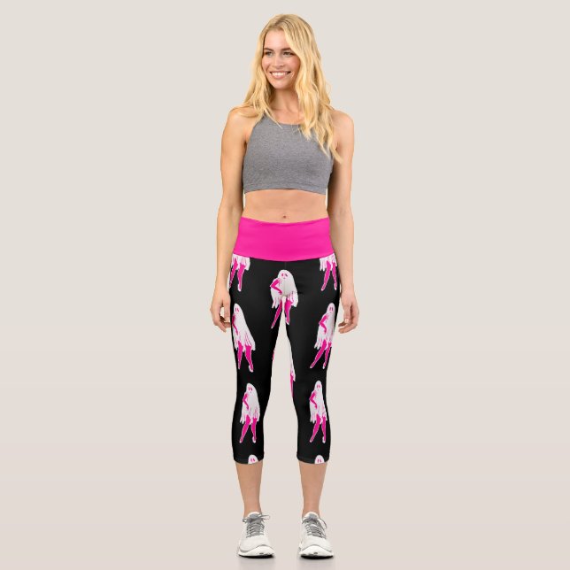 Leggings Capri alfiler de halloween rosa fantasma (Anverso)