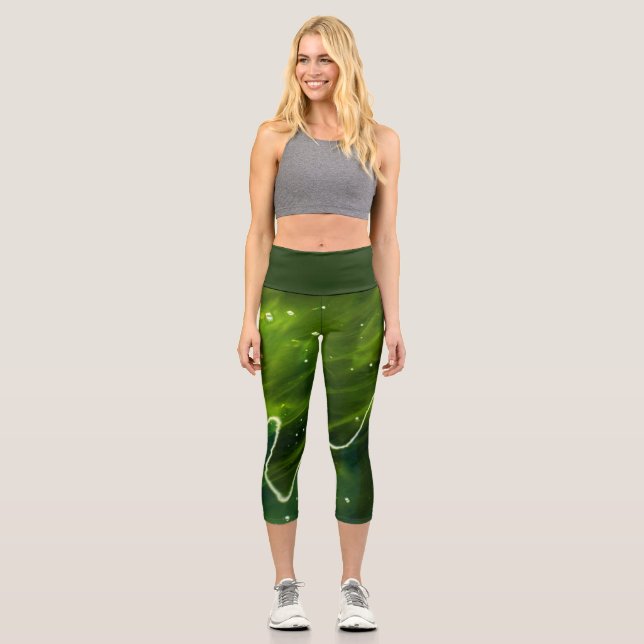 Leggings Capri Algas verdes y laca de agua (Anverso)