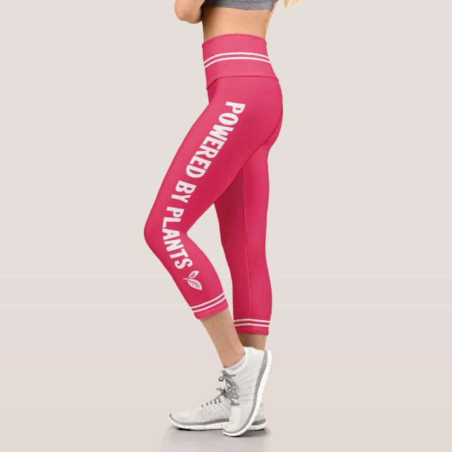 Leggings Capri Alimentado por plantas Rosa vegan mínimo (Izquierda)