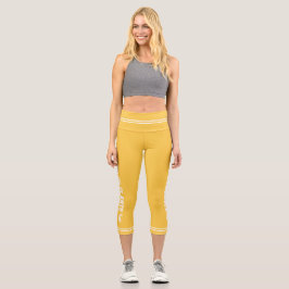 Leggings Capri Alimentado por plantas Vegan amarillo brillante mí
