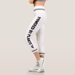 Leggings Capri Alimentado por plantas Vegan blanco liso mínimo