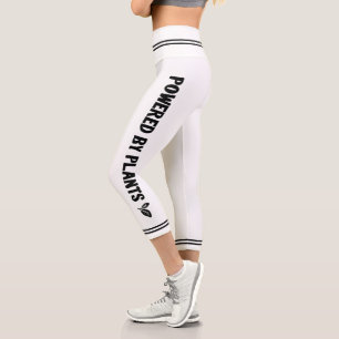 Leggings Capri Alimentado por plantas Vegan blanco liso mínimo