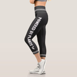 Leggings Capri Alimentado por plantas Vegan negro liso mínimo