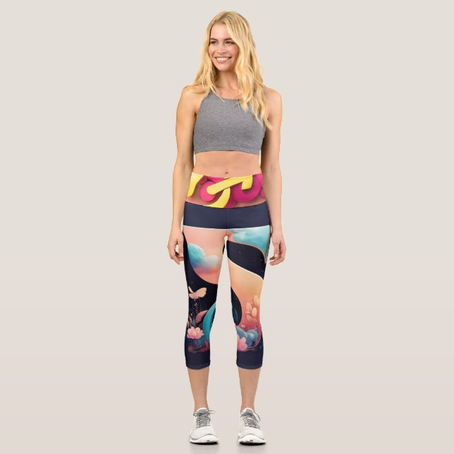 Leggings Capri Alturas de moda: Capris Personalizados De Alto Des (Anverso)