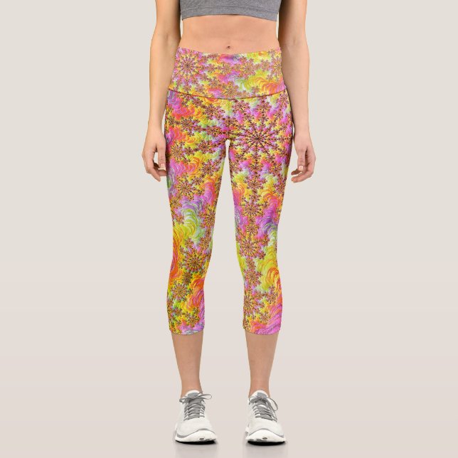 Leggings Capri Alucinante Groovy Funky Psicodélico Fractal Explos (Anverso)