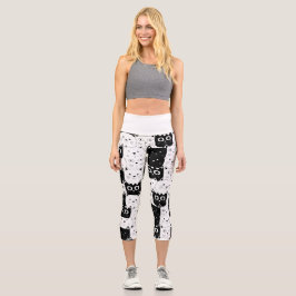 Leggings Capri Amante de gatos de gatito blanco y negro