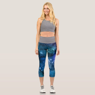 Leggings Capri Amantes de la Galaxia Espacio Estrellado Cielo Azu