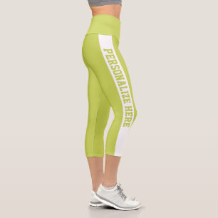 Leggings Capri Amarillo Verde a Rayas de Marca Per