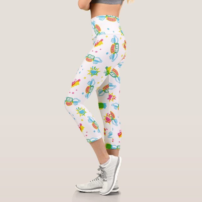 Leggings Capri AMIGOS™ | Patrón de Neón de Perk Central (Izquierda)