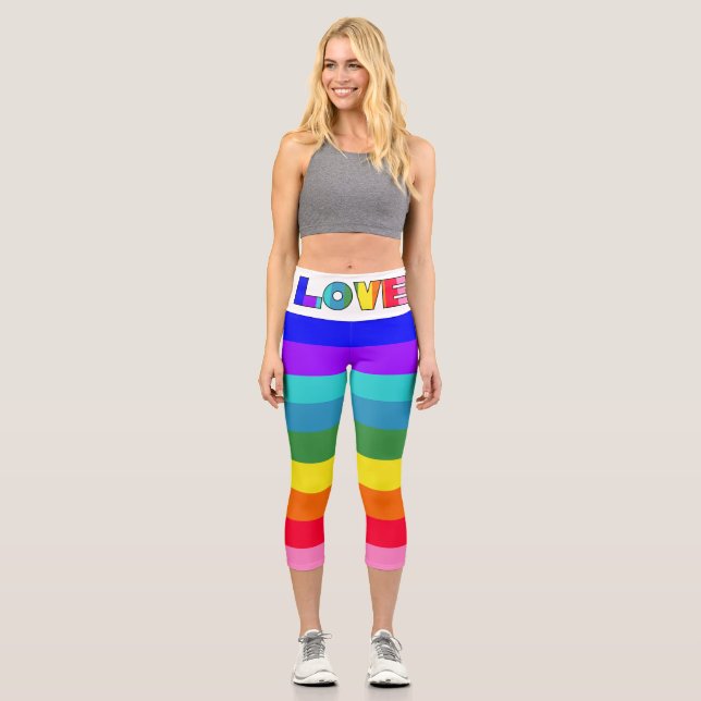 Leggings Capri Amo de las franjas arcoiris (Anverso)