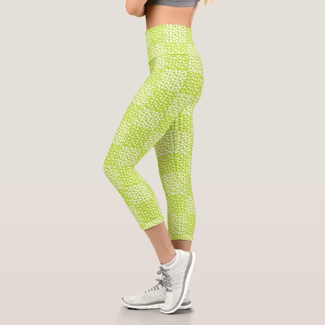 Leggings Capri Amor controlado en verde limón y blanco (Izquierda)