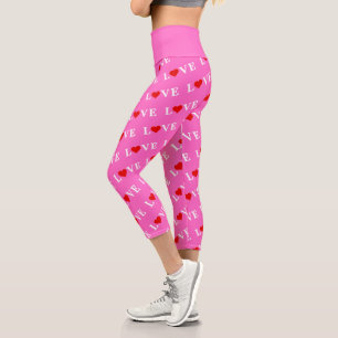 Leggings Capri Amor rosado y Moda Girly corazón Elegante moderno