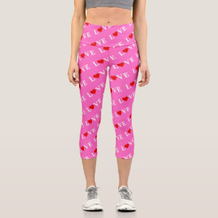Leggings Capri Amor rosado y Moda Girly corazón Elegante moderno