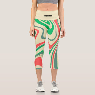 Leggings Capri Añadir texto l Ejercicio l Mármol retro moderno