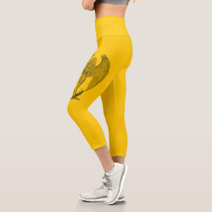 Leggings Capri Ángel, diseño negro y amarillo