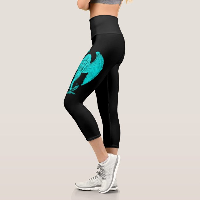 Leggings Capri Ángel, negro y verde diseño (Izquierda)